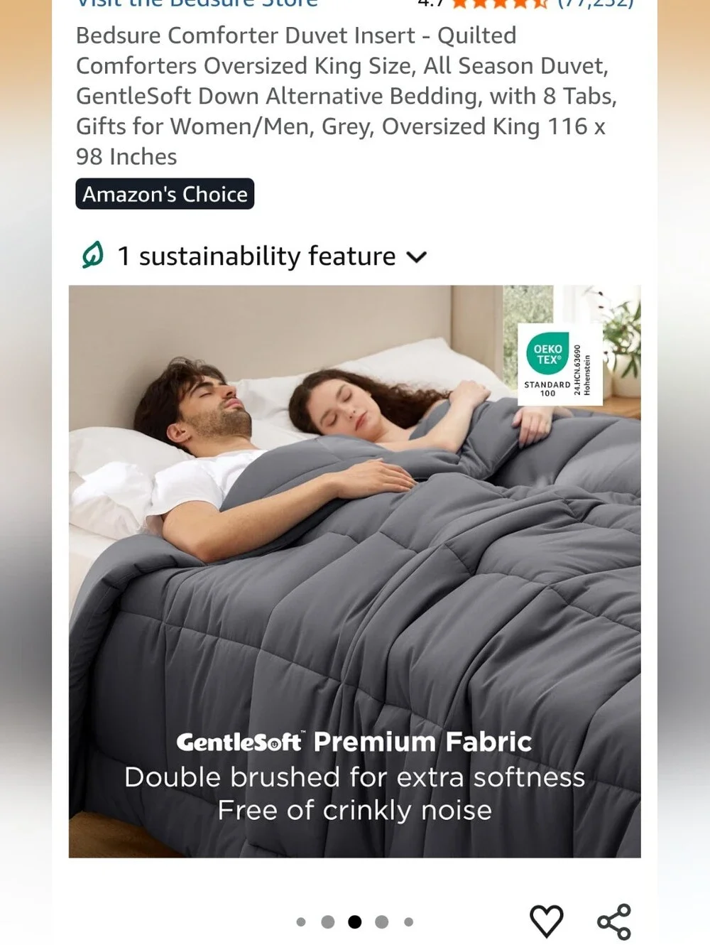 All-Season Quilted Comforter - Charcoal Gray - Oversized King